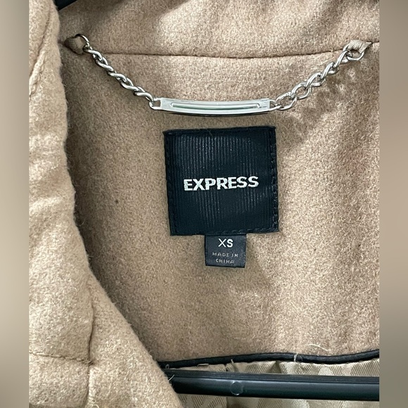 Express tan/caramel double breasted wool pea coat size XS - Picture 3 of 11